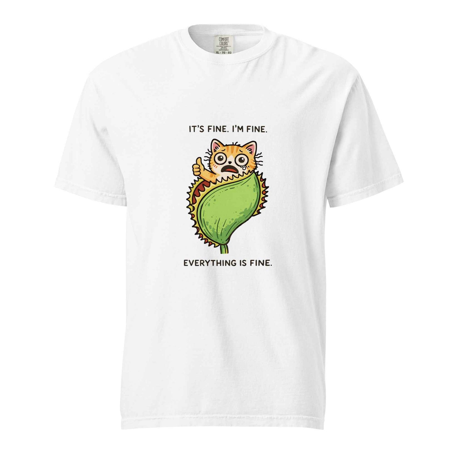 White It's Fine Everything Is Fine cat graphic t-shirt - funny cat lover gift shirt