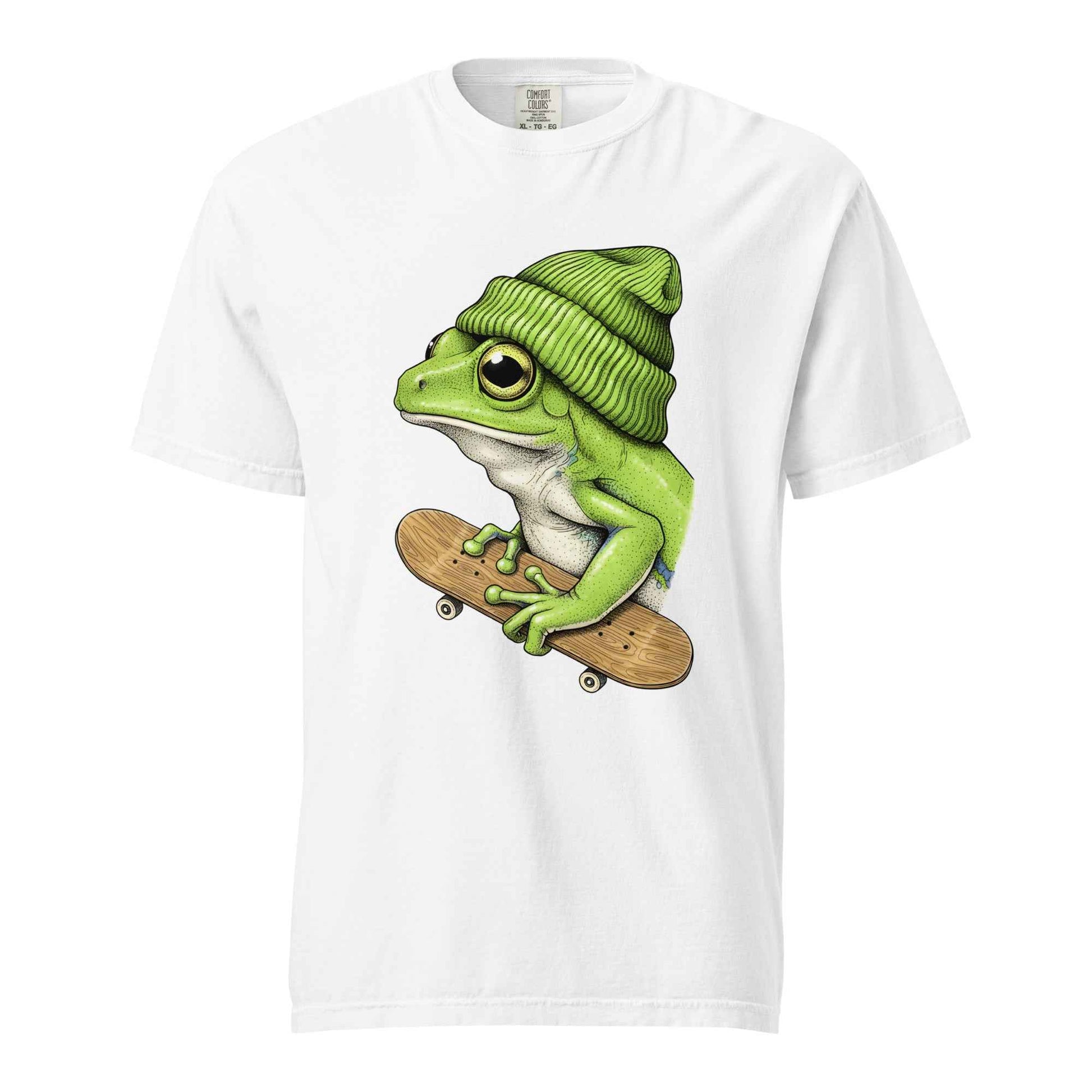 Skateboarding Frog T-Shirt - Funny Frog Skater Graphic Tee White
