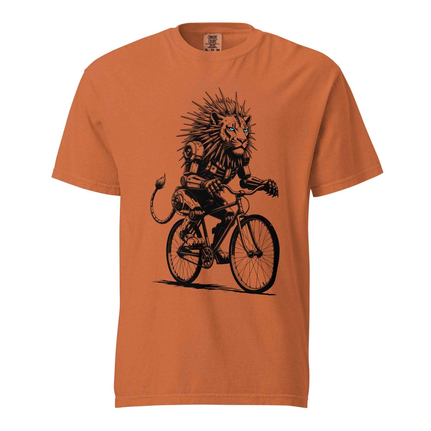 Robot Lion riding bicycle T-Shirt, Cyberpunk Cycling Gift