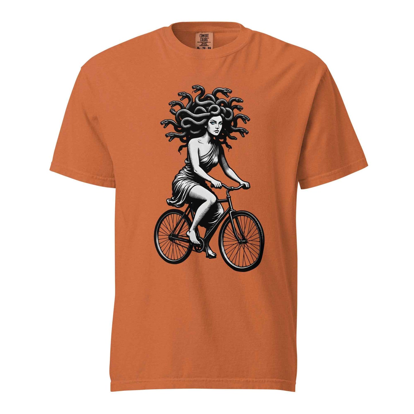Medusa Gorgon on a Bicycle T-Shirt, Greek Mythology Tee