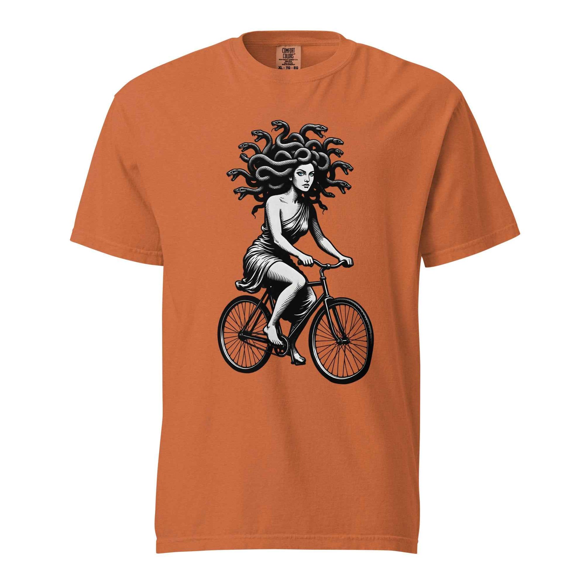 Medusa Gorgon on a Bicycle T-Shirt, Greek Mythology Tee