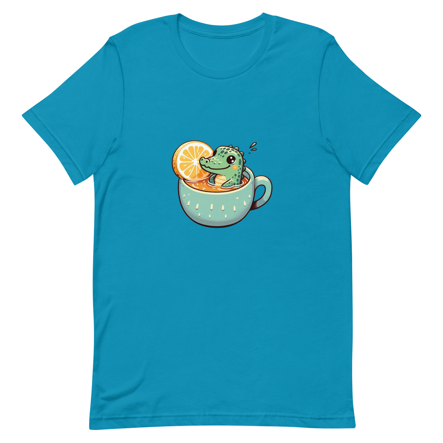 Unisex t-shirt with crocodile, tea time