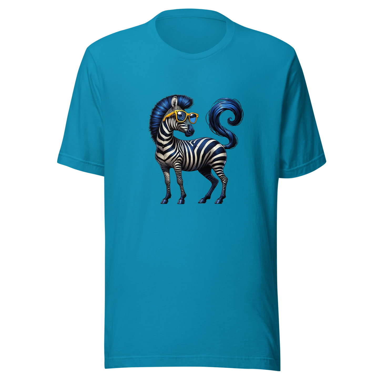 Unisex t-shirt with blue zebra
