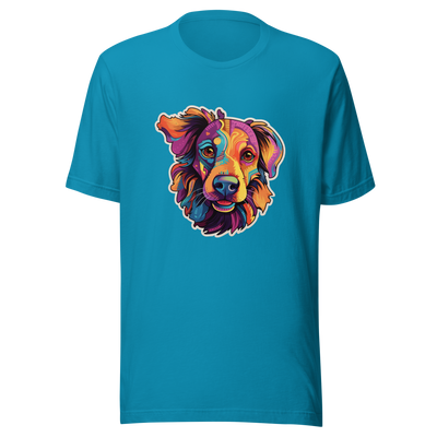 Unisex t-shirt "Vivid Pooch: Artistic Colorburst Dog Portrait" - Radiant Art of Radiant Group