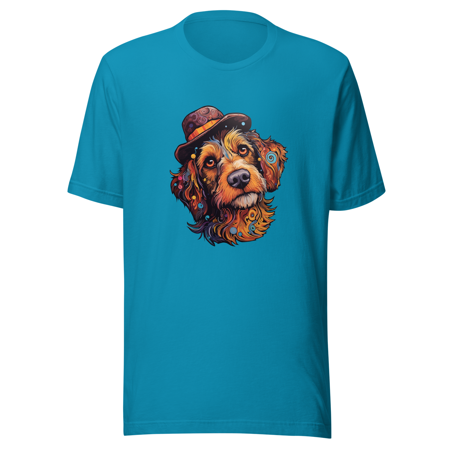 Unisex t-shirt "Bohemian Bowler: Artistic Dog with Hat"