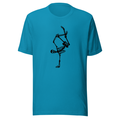 Unisex t-shirt with skeleton doing a handstand - Radiant Art of Radiant Group