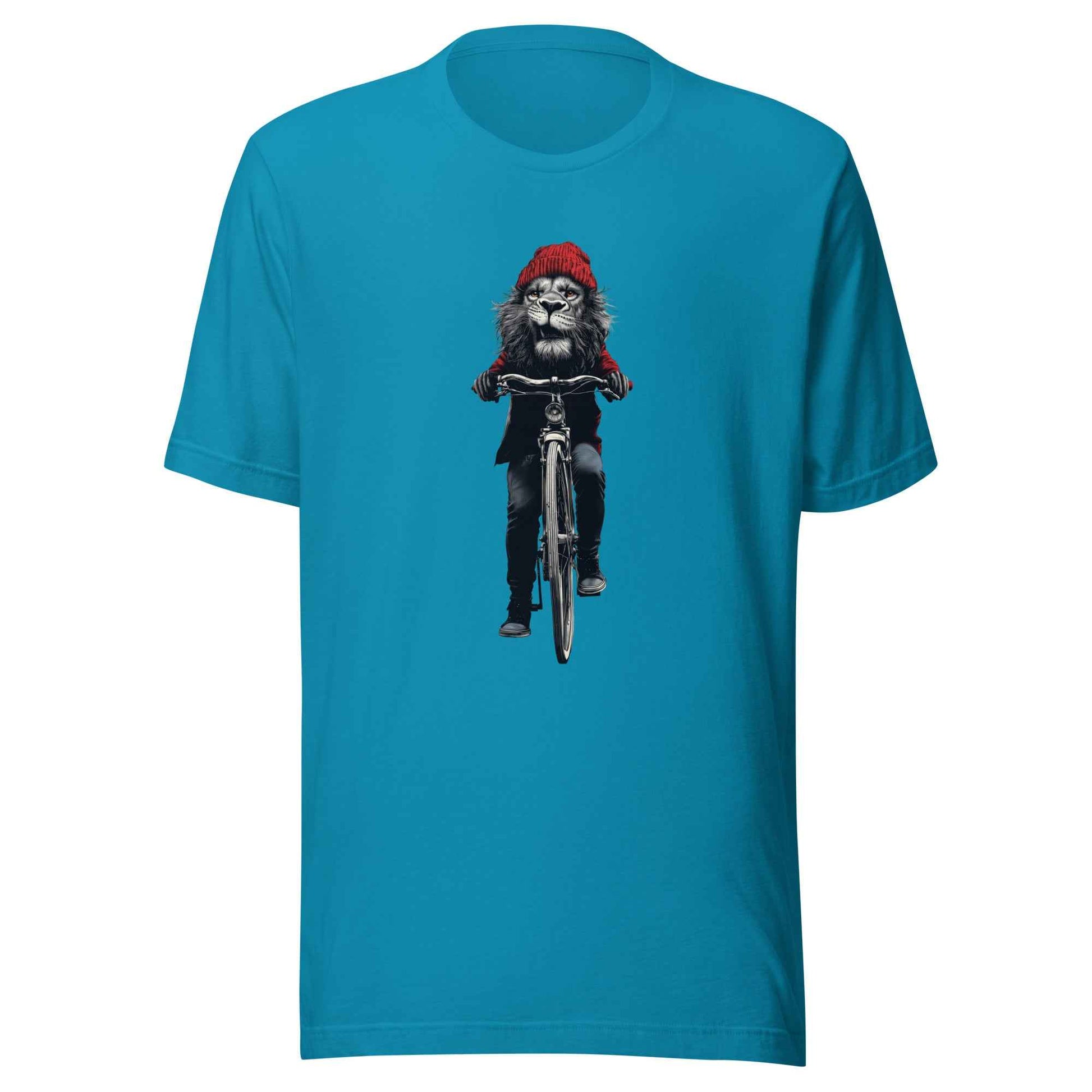 Lion on Bicycle T-Shirt, Cool Cycling T-Shirt, Bold Moves Only