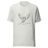 Unisex t-shirt Simplicity in Flight: Owl Line Drawing - Radiant Art of Radiant Group