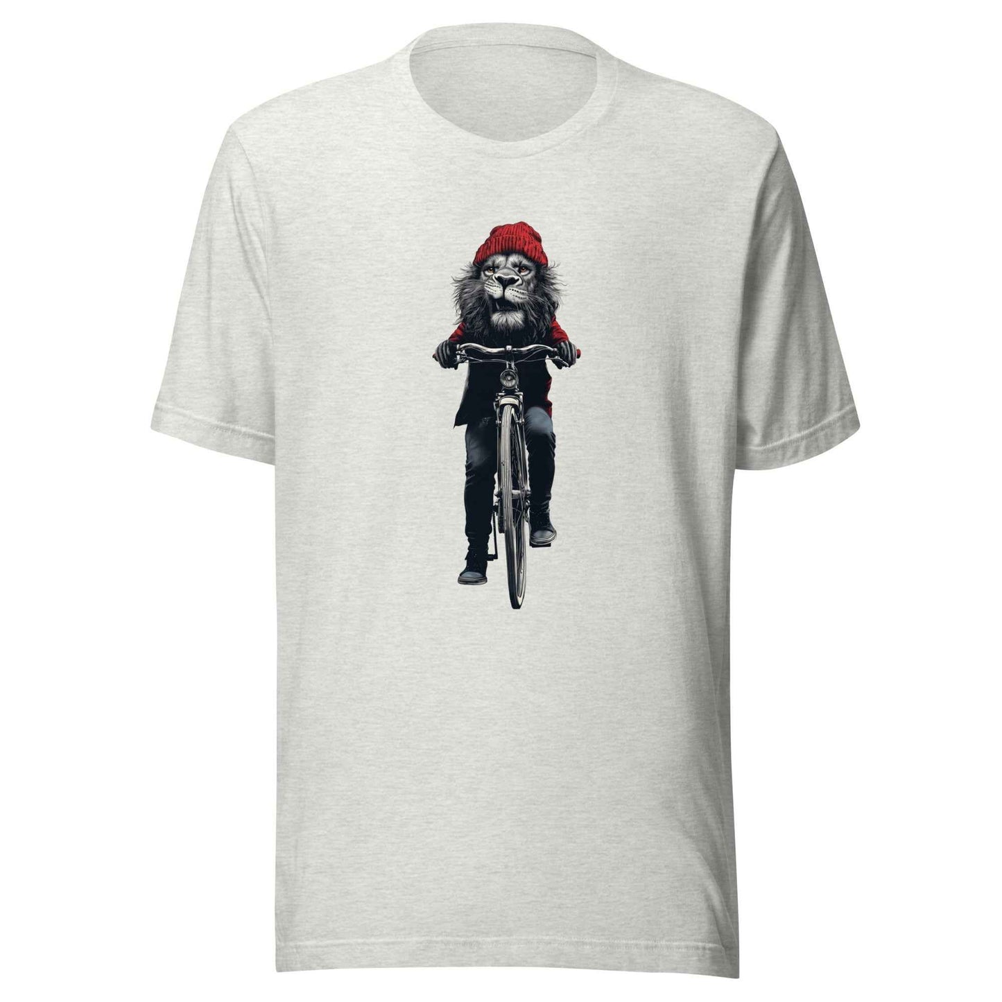 Lion on Bicycle T-Shirt, Cool Cycling T-Shirt, Bold Moves Only
