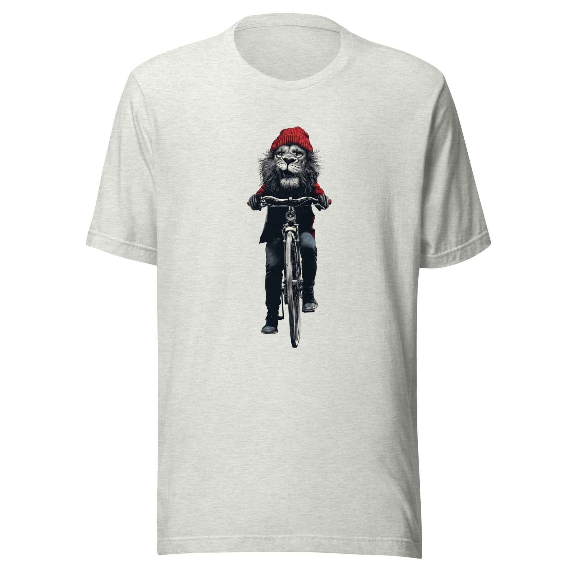 Lion on Bicycle T-Shirt, Cool Cycling T-Shirt, Bold Moves Only