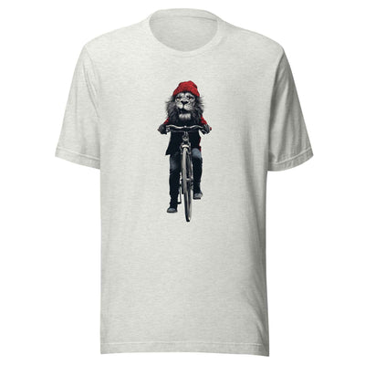 Lion on Bicycle T-Shirt, Cool Cycling T-Shirt, Bold Moves Only
