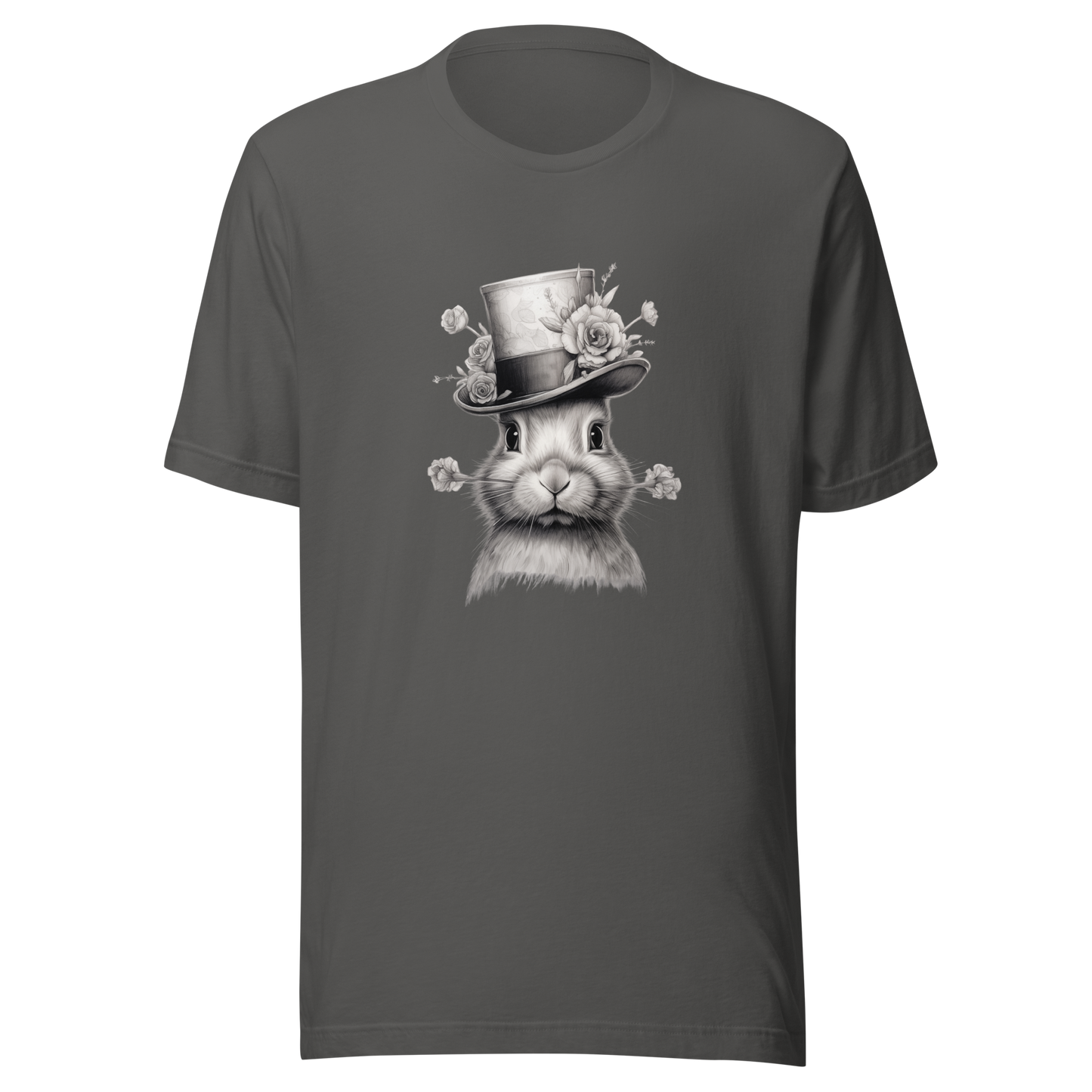Unisex t-shirt Top Hat Bunny: Floral Finesse