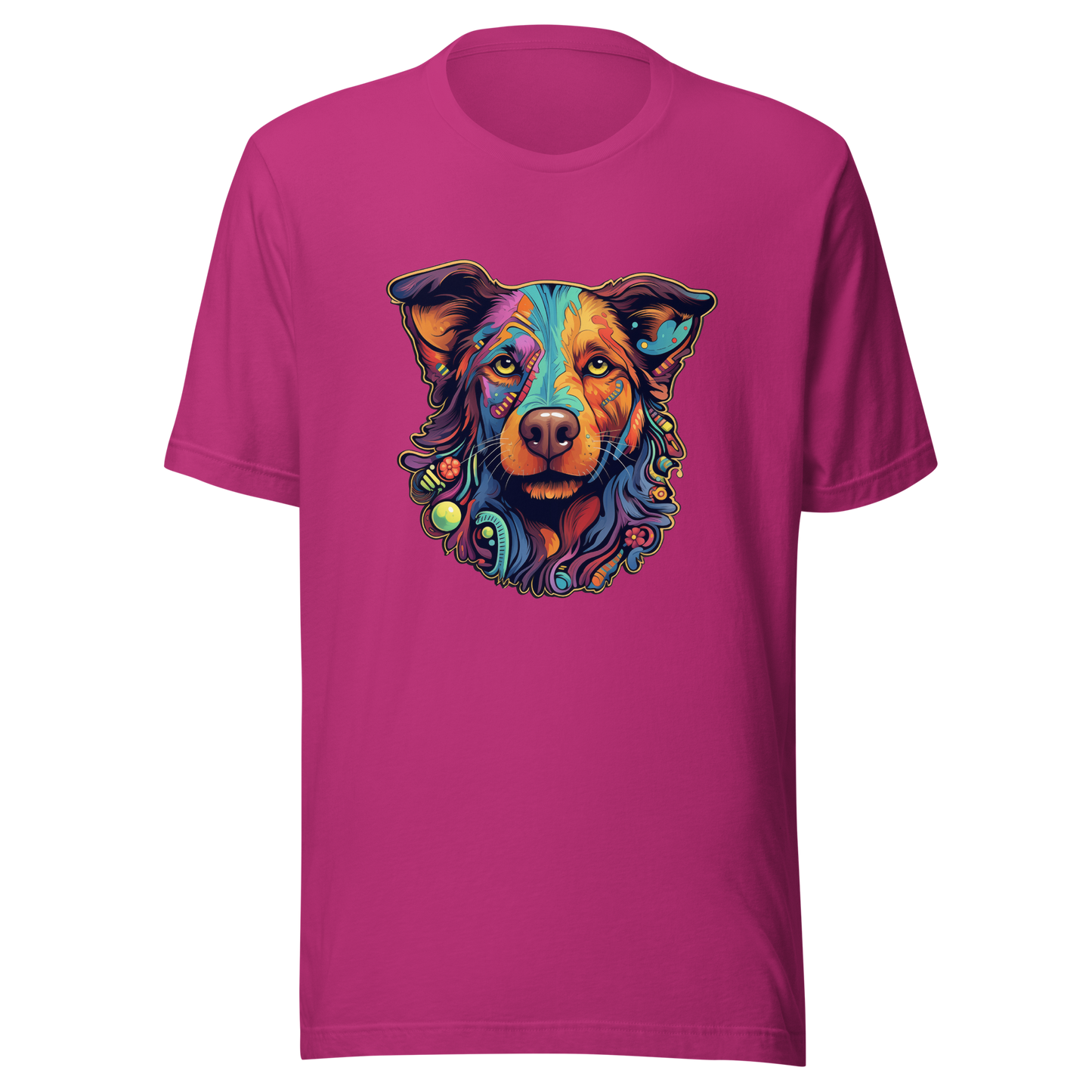 "Kaleidoscope Canine: Colorful Dog Portrait" Unisex T-Shirt