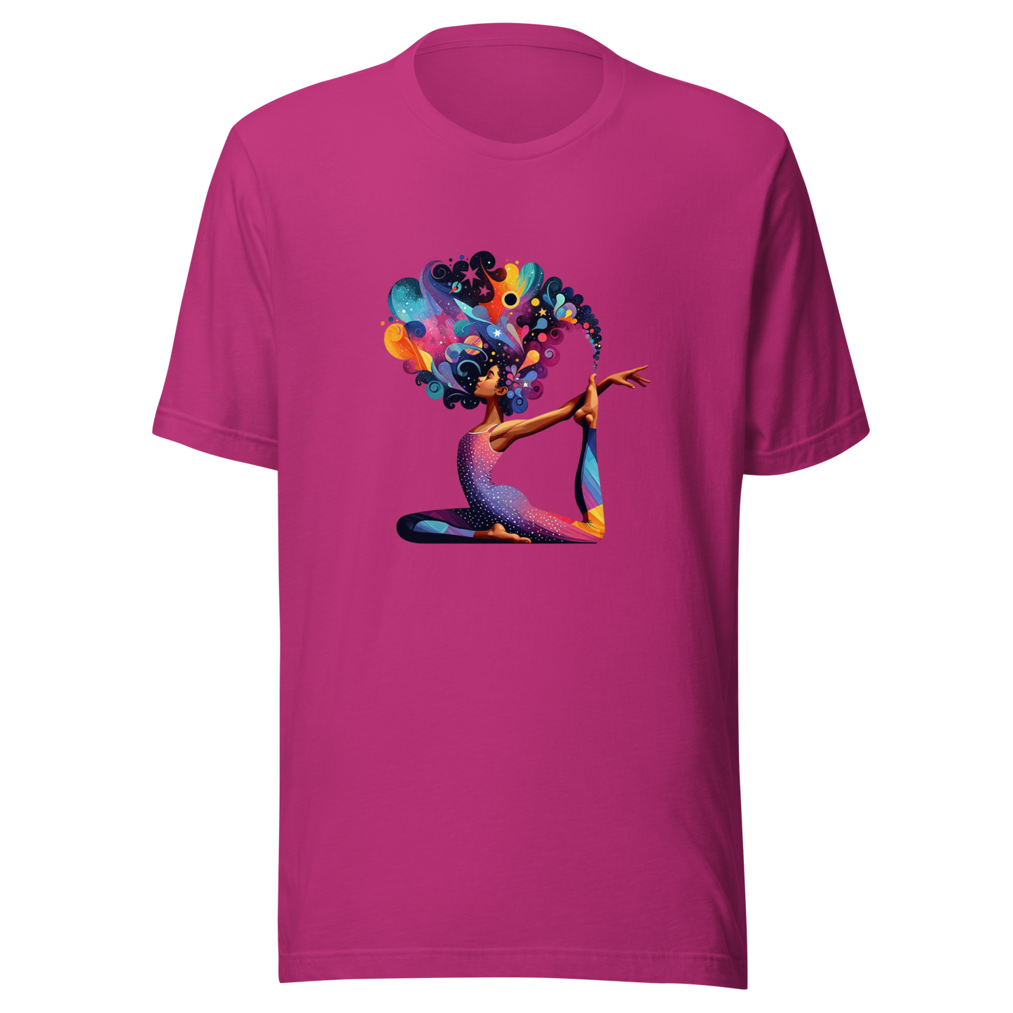 Unisex t-shirt "Galactic Serenity: Yoga Pose with Cosmic Tree"