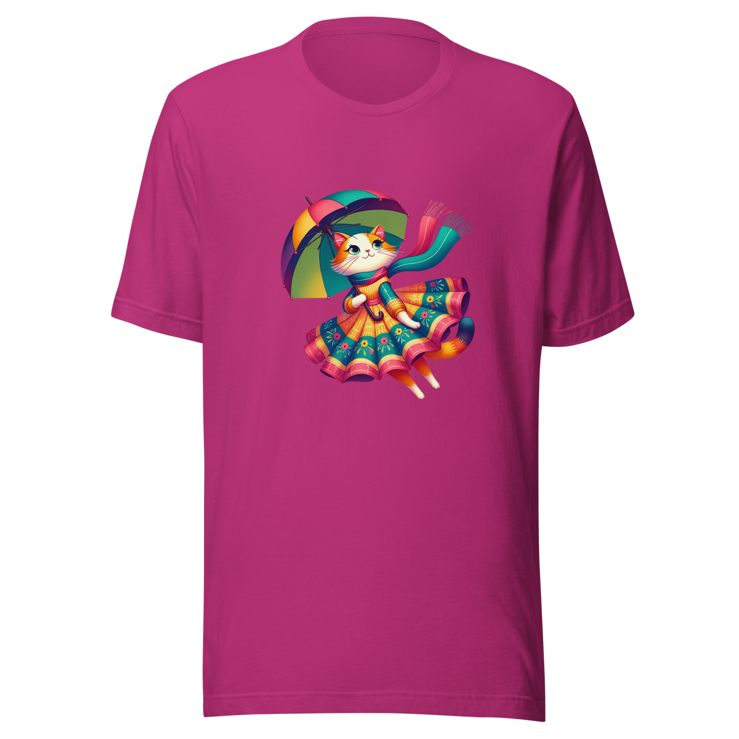 "Rainbow Whiskers: Cat in Tutu with Umbrella" Graphic Unisex T-Shirt