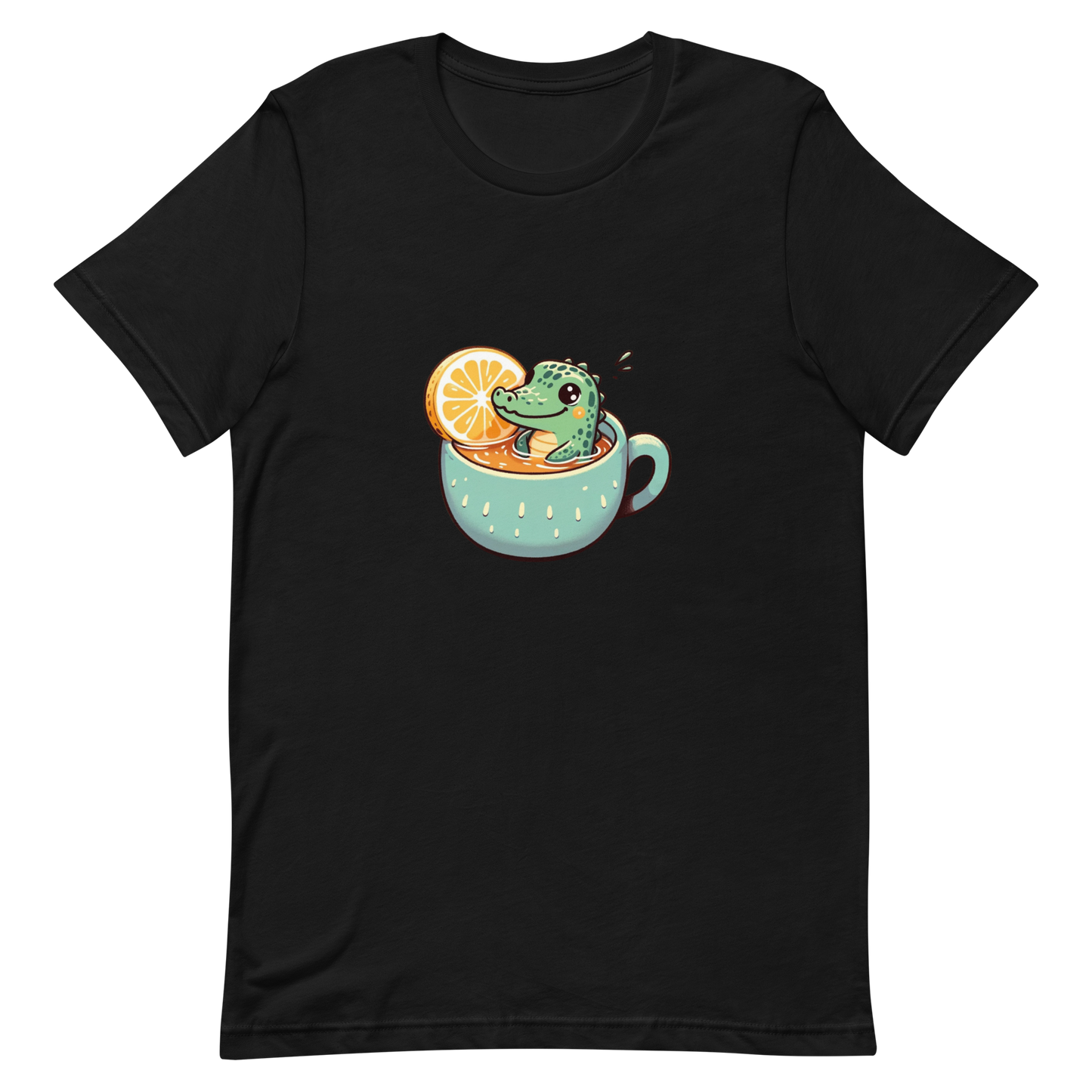 Unisex t-shirt with crocodile, tea time
