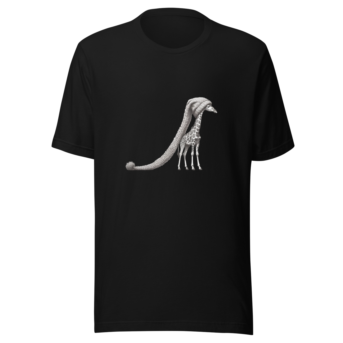 "Giraffe in the World's Longest Hat" Whimsical Graphic Unisex T-Shirt