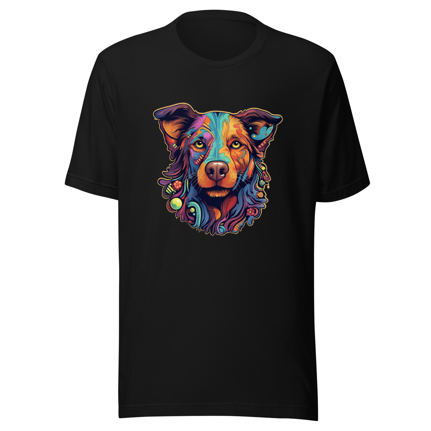 "Kaleidoscope Canine: Colorful Dog Portrait" Unisex T-Shirt