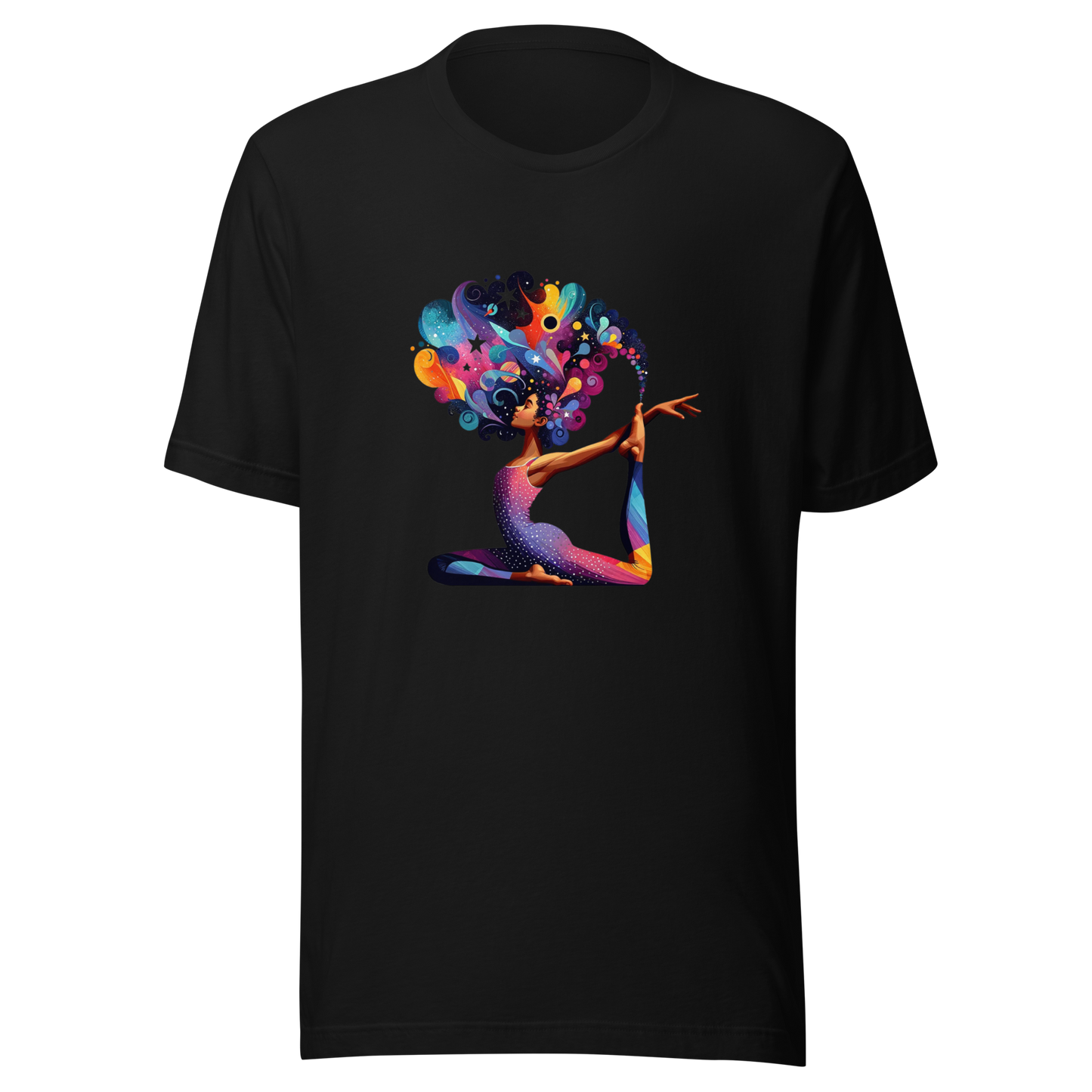 Unisex t-shirt "Galactic Serenity: Yoga Pose with Cosmic Tree"