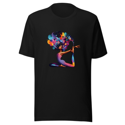 Unisex t-shirt "Galactic Serenity: Yoga Pose with Cosmic Tree" - Radiant Art of Radiant Group