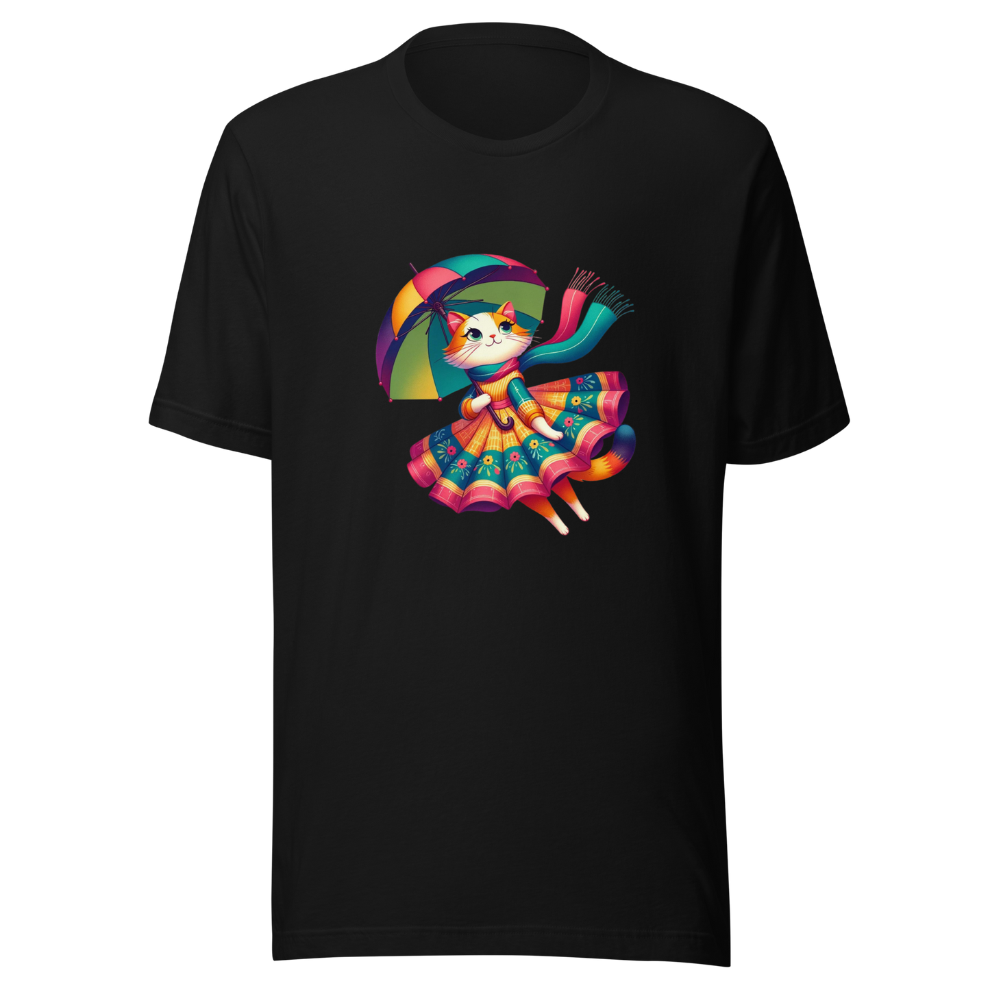 "Rainbow Whiskers: Cat in Tutu with Umbrella" Graphic Unisex T-Shirt