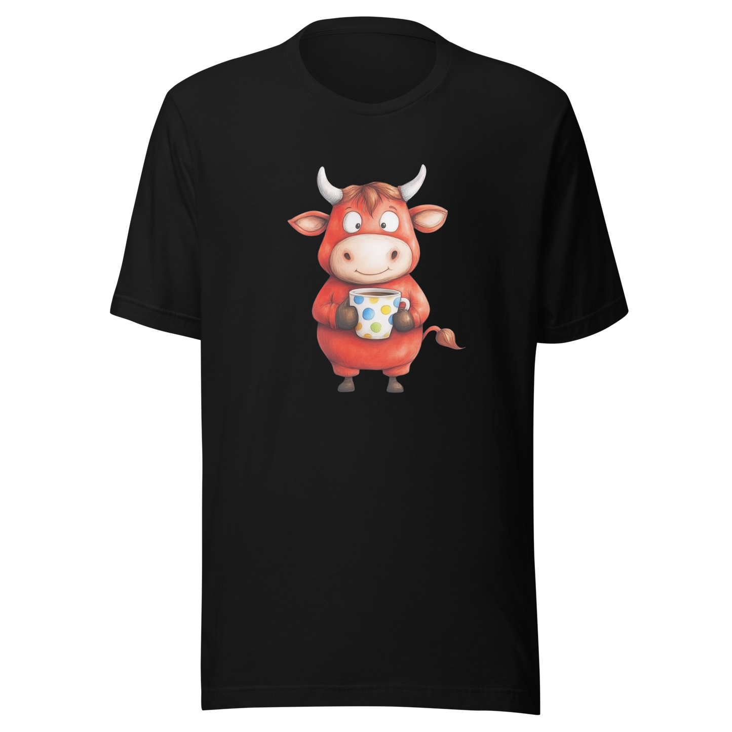 Unisex t-shirt "Moo-ning Coffee: The Early Bird Cow"