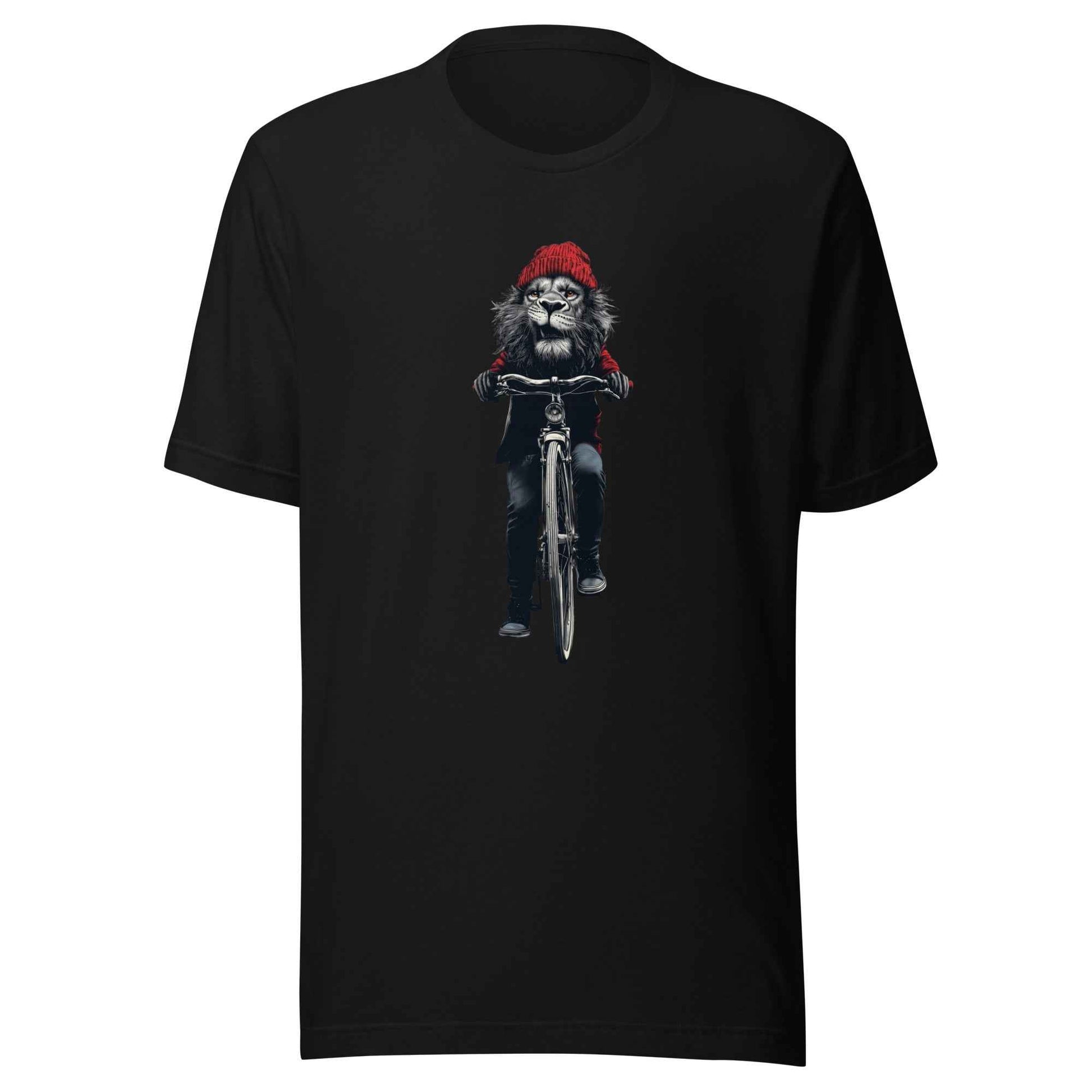 Lion on Bicycle T-Shirt, Cool Cycling T-Shirt, Bold Moves Only
