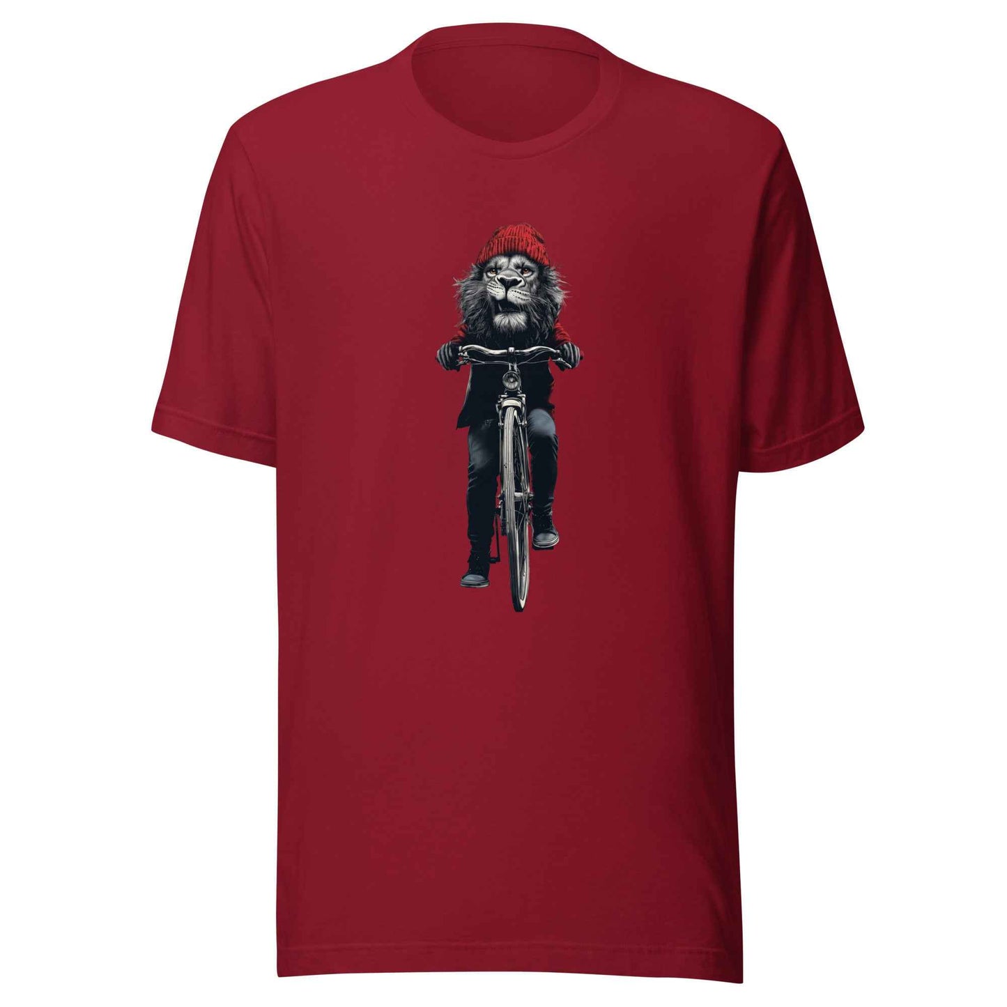 Lion on Bicycle T-Shirt, Cool Cycling T-Shirt, Bold Moves Only