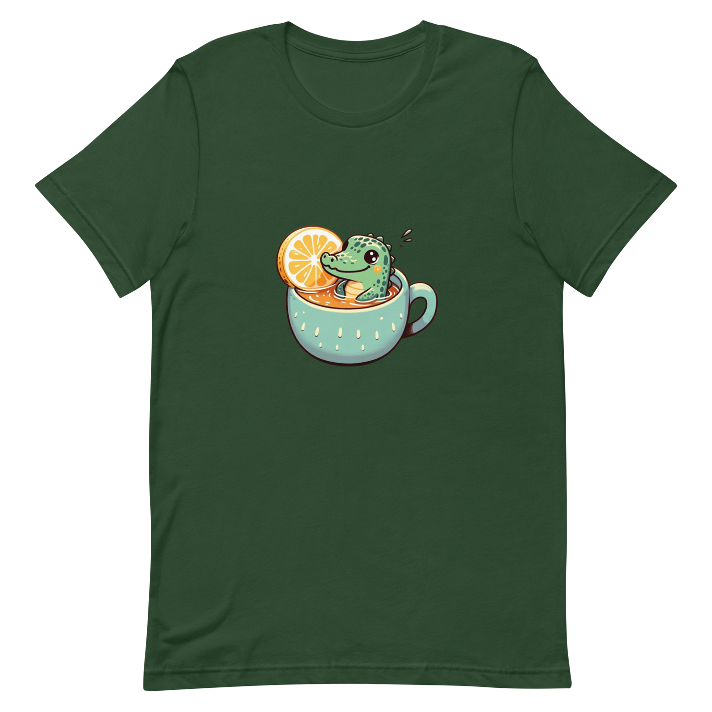 Unisex t-shirt with crocodile, tea time