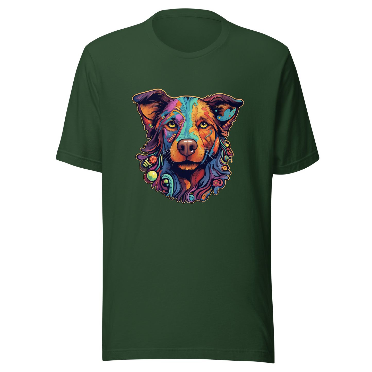 "Kaleidoscope Canine: Colorful Dog Portrait" Unisex T-Shirt