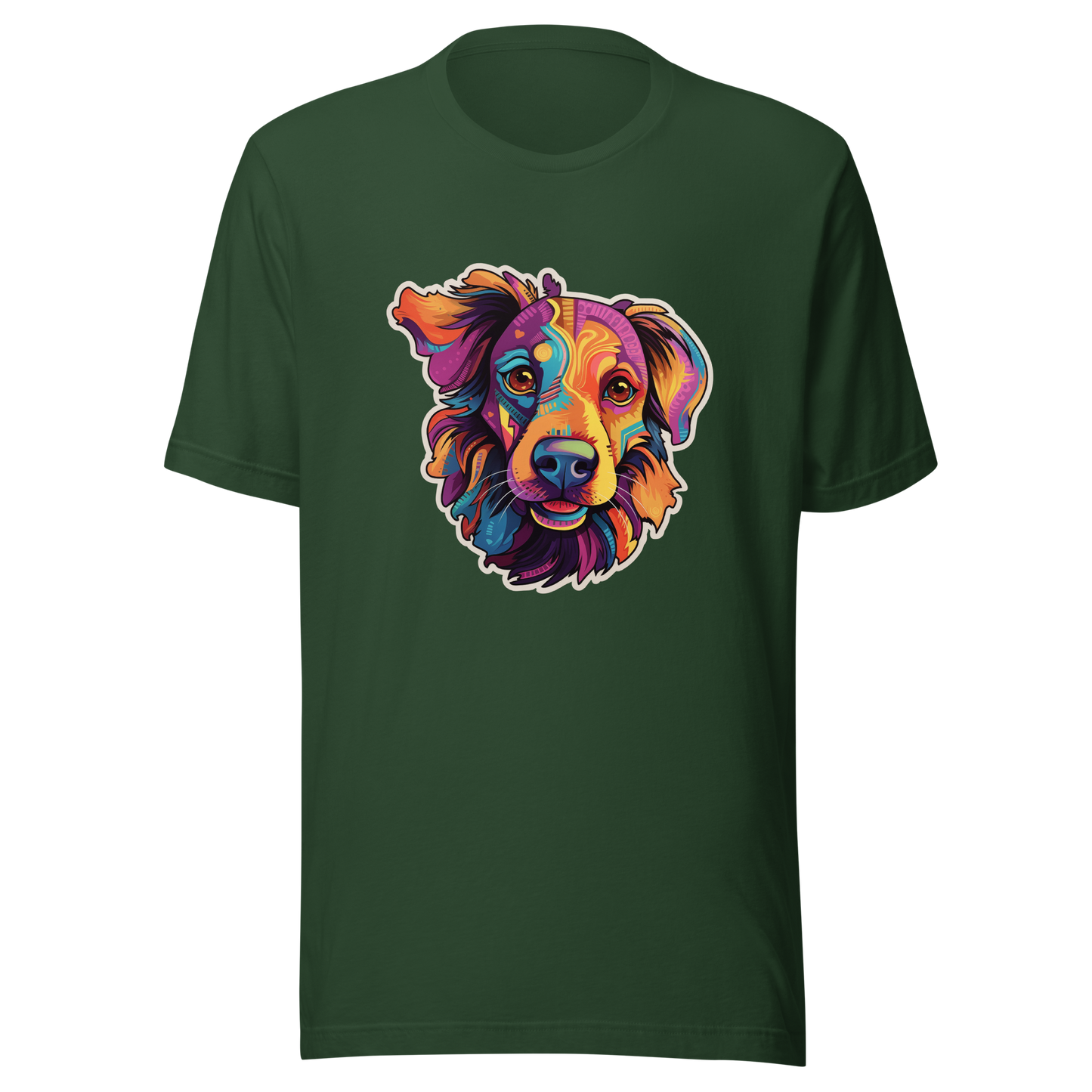 Unisex t-shirt "Vivid Pooch: Artistic Colorburst Dog Portrait"