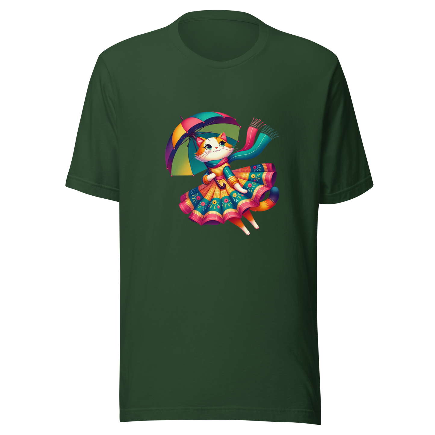 "Rainbow Whiskers: Cat in Tutu with Umbrella" Graphic Unisex T-Shirt