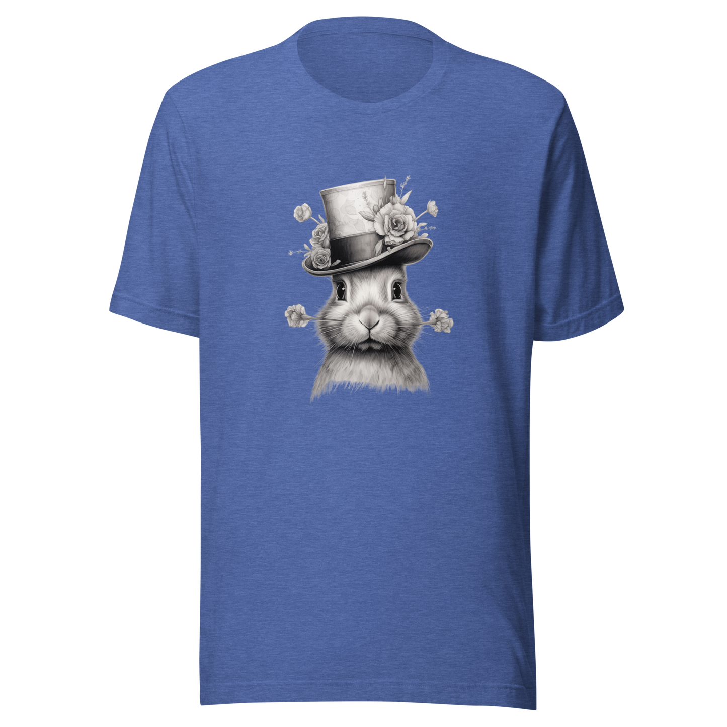 Unisex t-shirt Top Hat Bunny: Floral Finesse