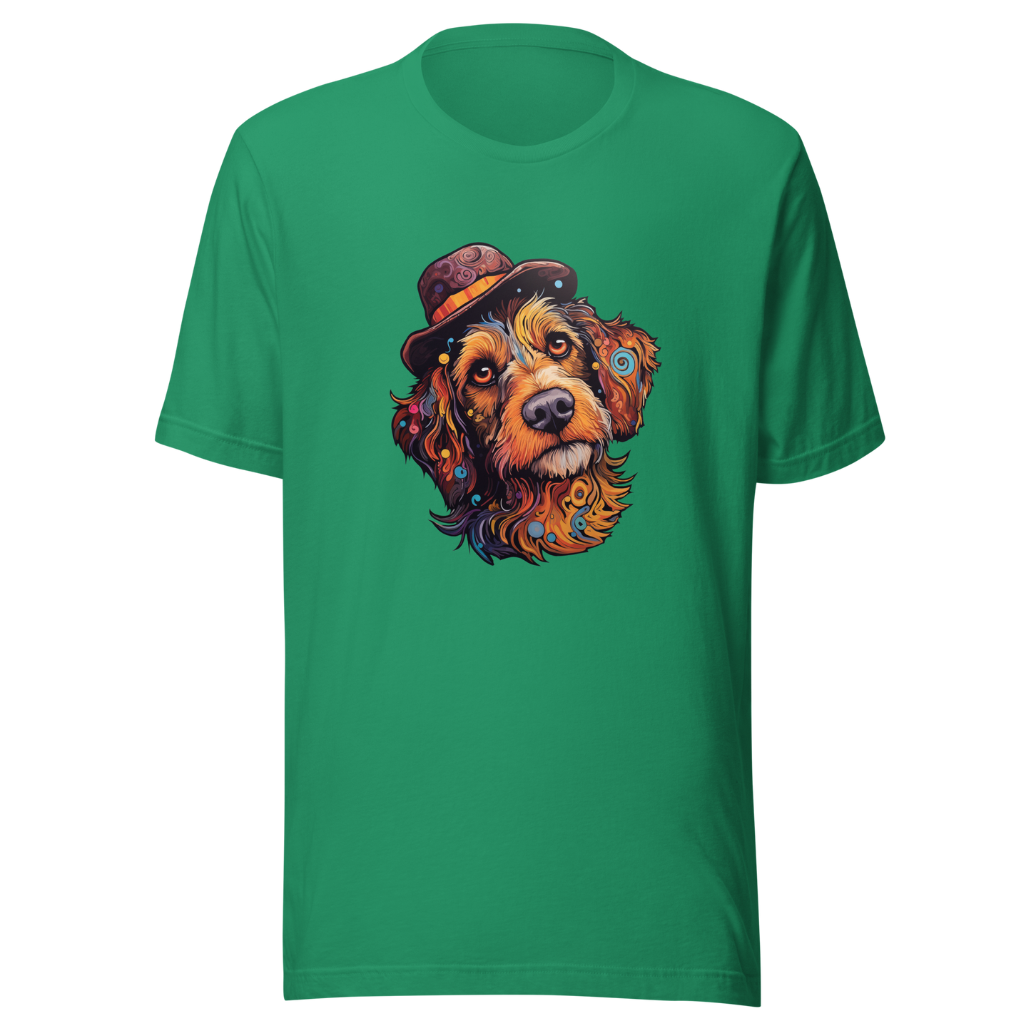 Unisex t-shirt "Bohemian Bowler: Artistic Dog with Hat"