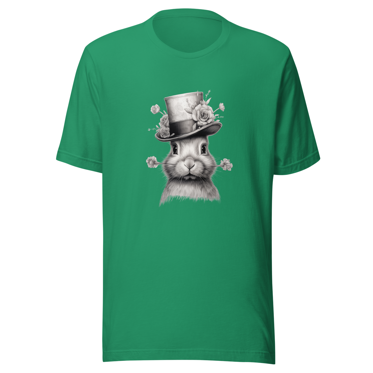 Unisex t-shirt Top Hat Bunny: Floral Finesse
