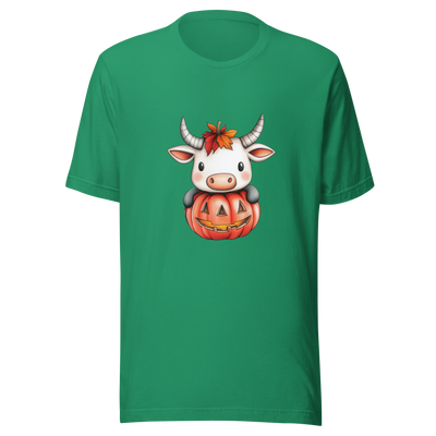 Unisex t-shirt  "Moo-lloween Surprise: The Pumpkin Cow" - Radiant Art of Radiant Group