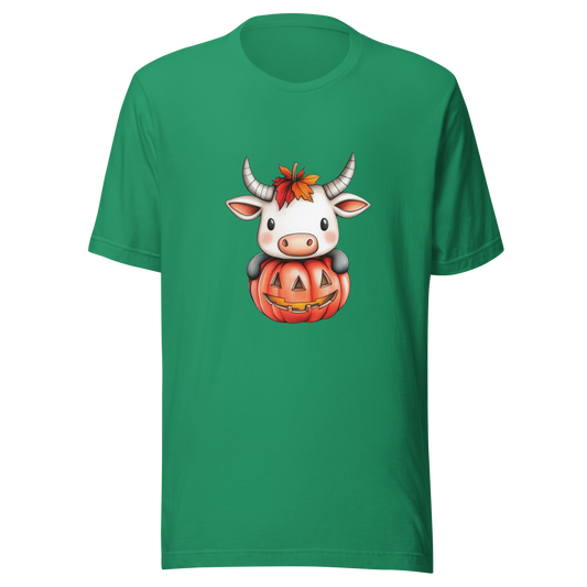 Unisex t-shirt  "Moo-lloween Surprise: The Pumpkin Cow"