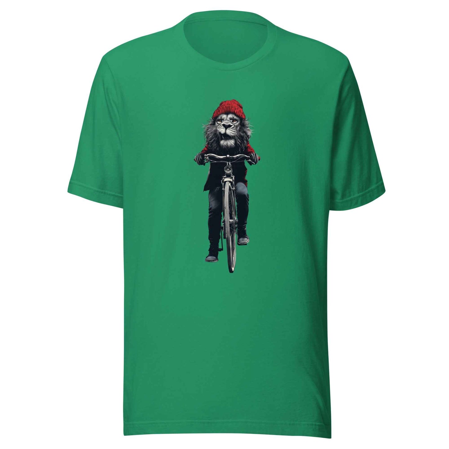 Lion on Bicycle T-Shirt, Cool Cycling T-Shirt, Bold Moves Only