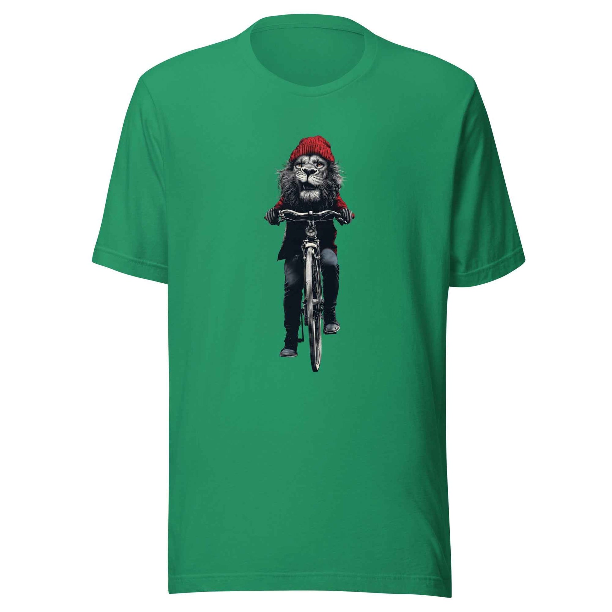 Lion on Bicycle T-Shirt, Cool Cycling T-Shirt, Bold Moves Only