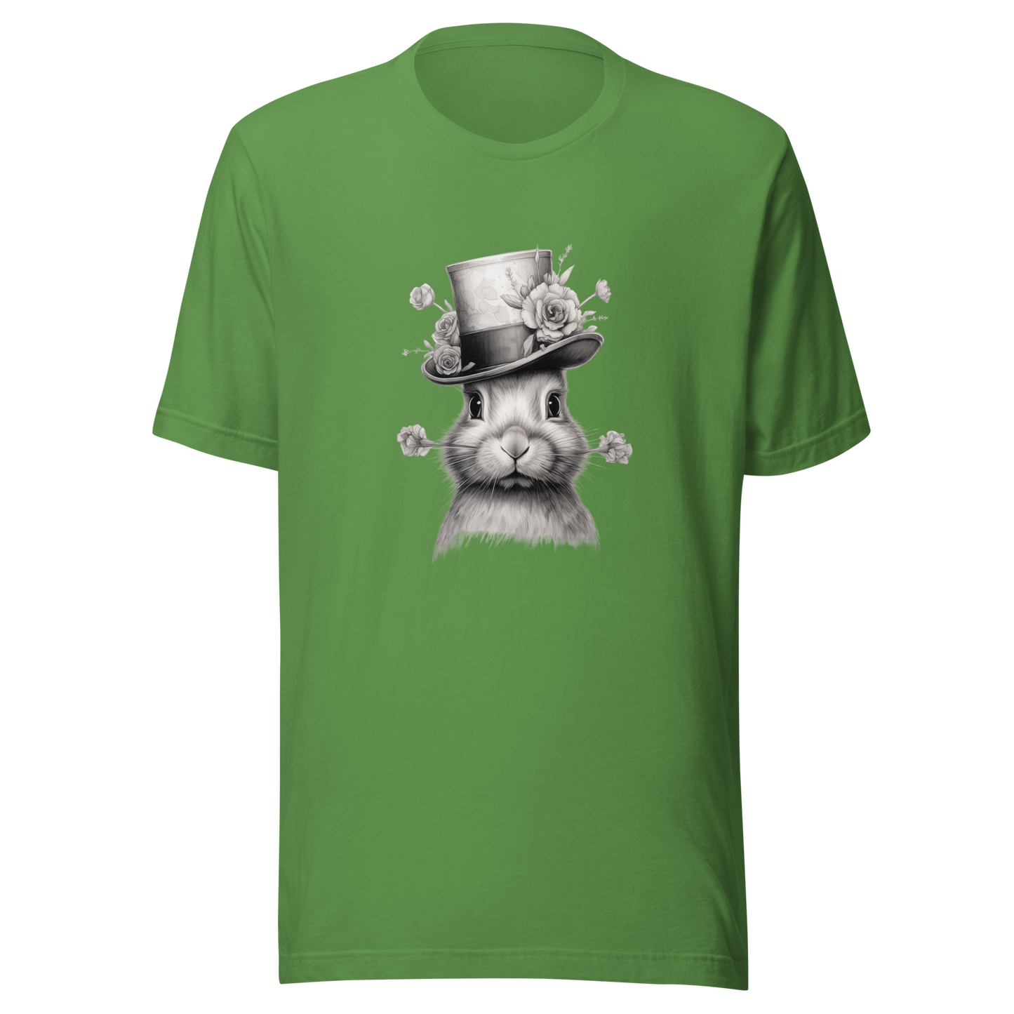 Unisex t-shirt Top Hat Bunny: Floral Finesse