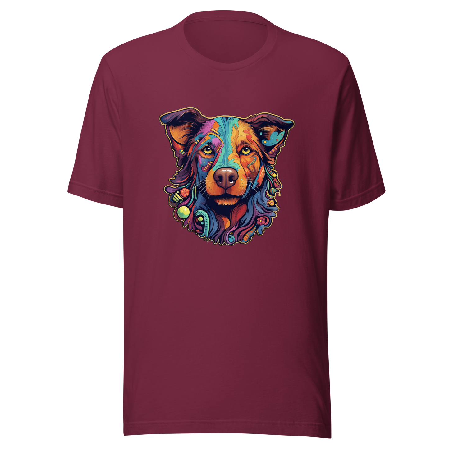 "Kaleidoscope Canine: Colorful Dog Portrait" Unisex T-Shirt