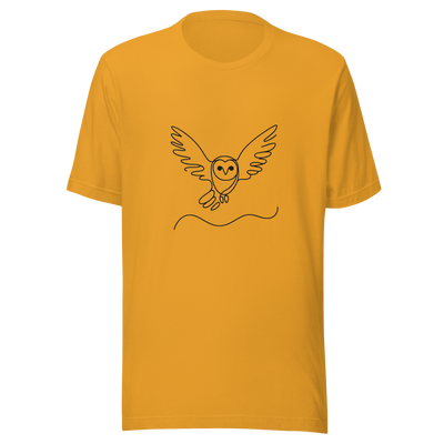 Unisex t-shirt Simplicity in Flight: Owl Line Drawing - Radiant Art of Radiant Group