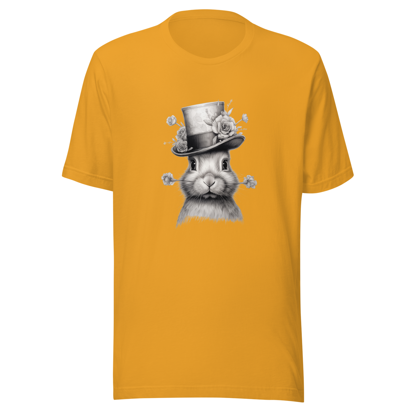 Unisex t-shirt Top Hat Bunny: Floral Finesse