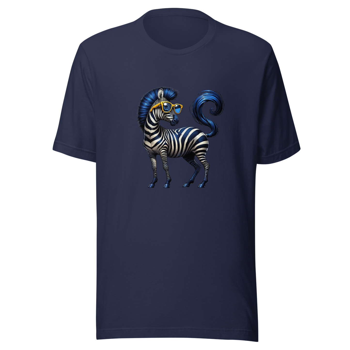 Unisex t-shirt with blue zebra