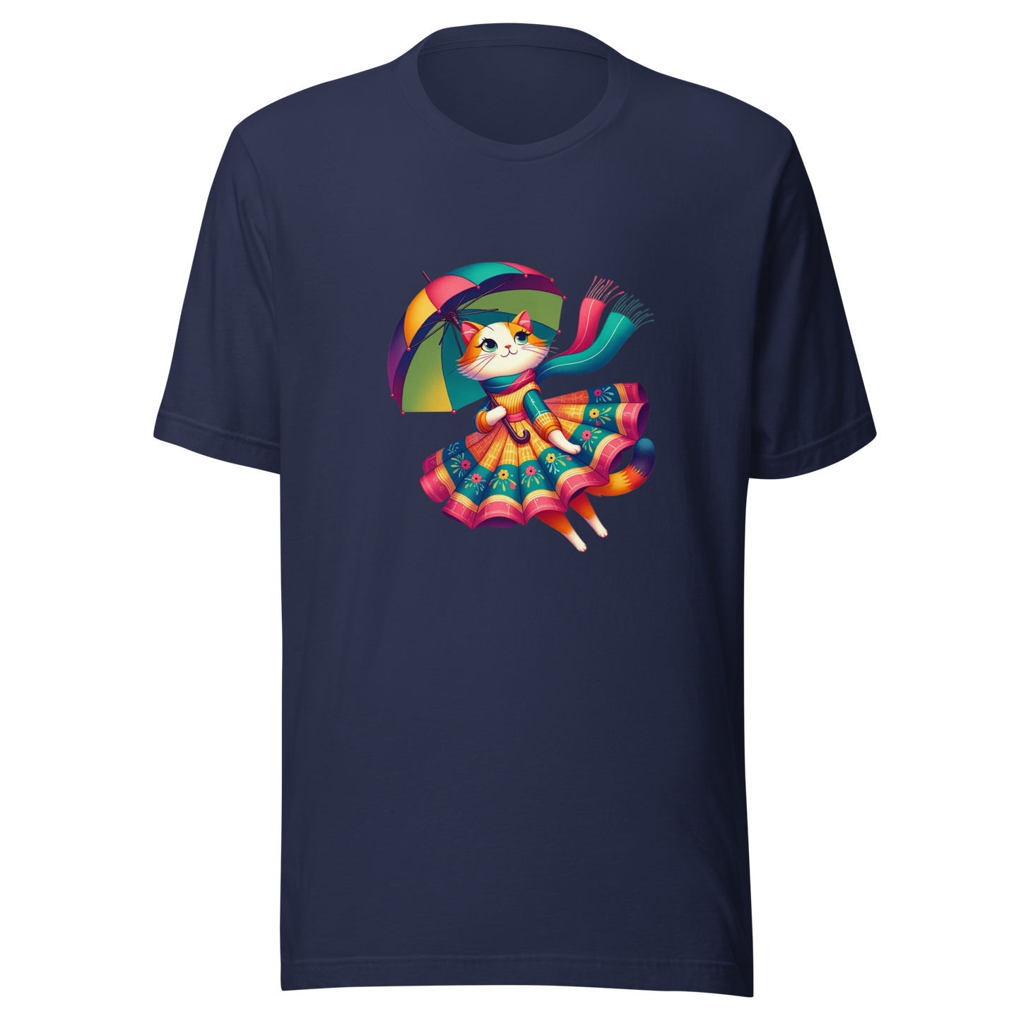 "Rainbow Whiskers: Cat in Tutu with Umbrella" Graphic Unisex T-Shirt