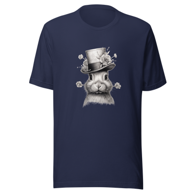 Unisex t-shirt Top Hat Bunny: Floral Finesse - Radiant Art of Radiant Group