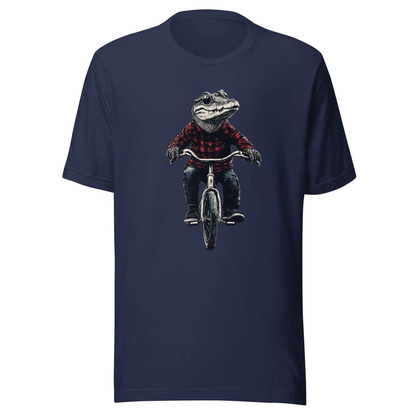 Alligator T-shirt, Crocodile on Bicycle Tee, Cool Croc on Bike