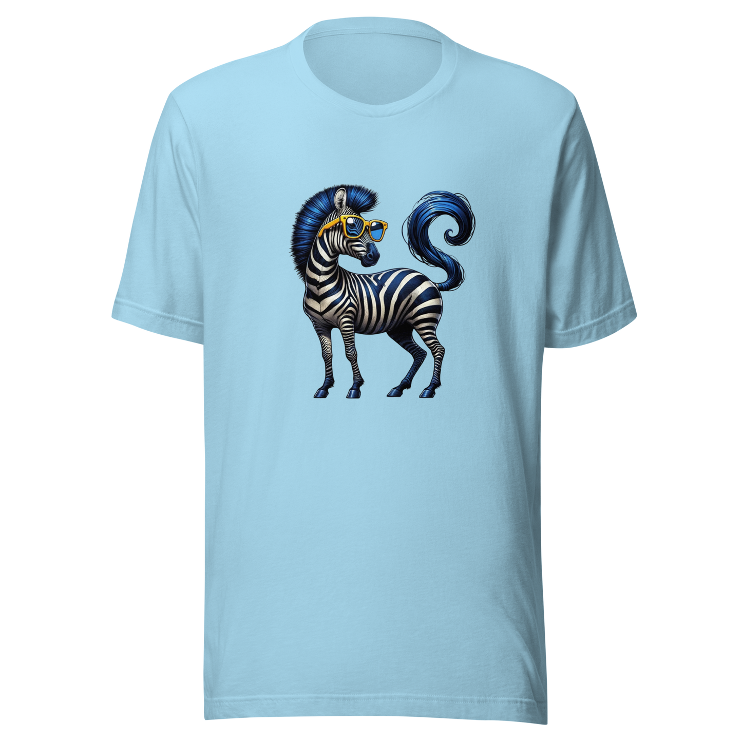 Unisex t-shirt with blue zebra