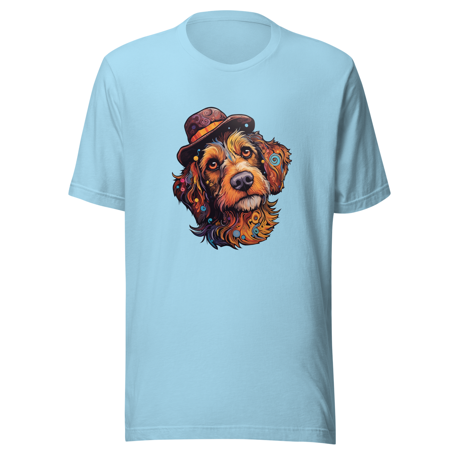 Unisex t-shirt "Bohemian Bowler: Artistic Dog with Hat"