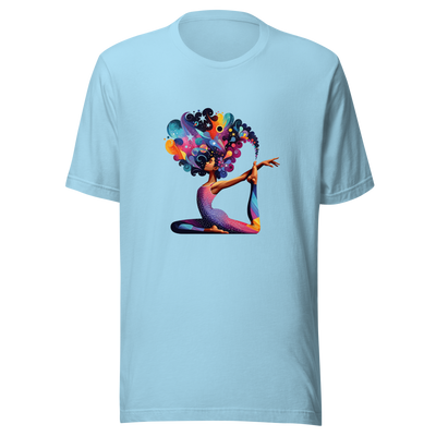 Unisex t-shirt "Galactic Serenity: Yoga Pose with Cosmic Tree" - Radiant Art of Radiant Group